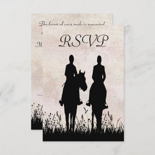 乗馬エクエストランウェディングRSVPカード 出欠カード (正面/裏面)