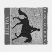 乗馬エレガント銀の馬ショー フリースブランケット (正面(横))