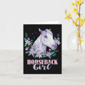 乗馬ガール乗馬馬好き馬乗り カード (黄色い花)