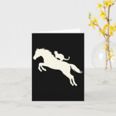乗馬キャットシルエット動物愛好家 カード (黄色い花)