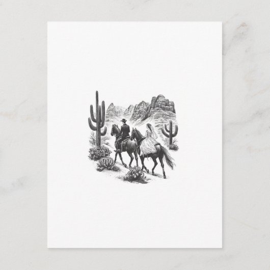 乗馬キャニオン結婚カップル エンクロージャーカード (裏面)