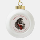 乗馬クリスマス 馬 お祭り ヴィンテージ ホリデー セラミックボールオーナメント (正面)