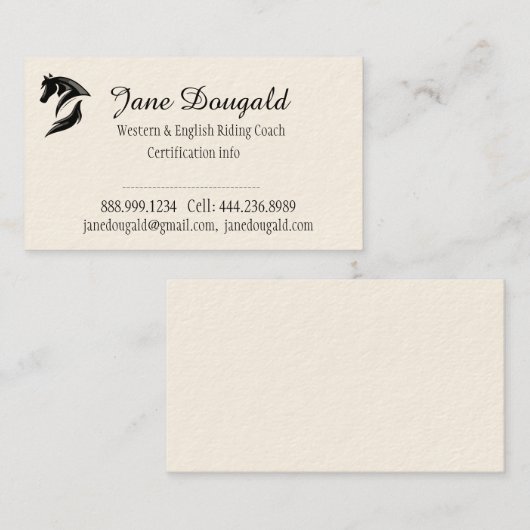 乗馬コーチインストラクタートレーナーカスタムブシン 名刺 (正面/裏面)