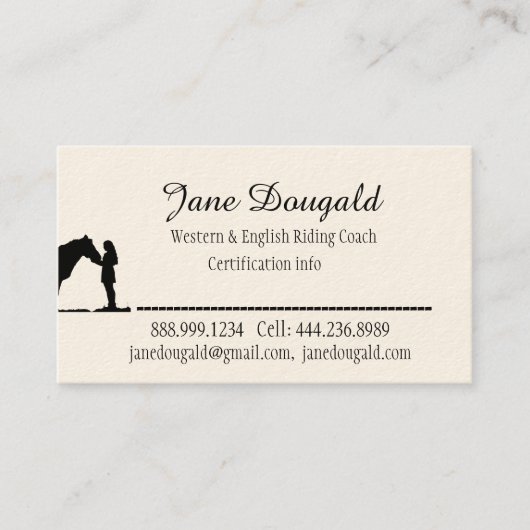 乗馬コーチインストラクタートレーナーカスタム 名刺 (正面)