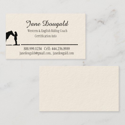 乗馬コーチインストラクタートレーナーカスタム 名刺 (正面/裏面)