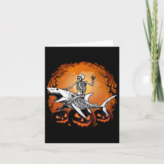 乗馬シャーク怠惰ハロウィーンの衣装おもしろい動物 カード (正面)
