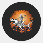 乗馬シャーク怠惰ハロウィーンの衣装おもしろい動物 ラウンドシール (正面)