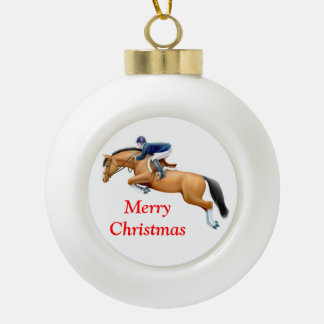 乗馬ショーのジャンパーの馬のクリスマスのオーナメント セラミックボールオーナメント