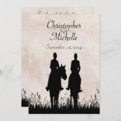 乗馬シルエットカップル結婚サンセット 招待状 (正面/裏面)