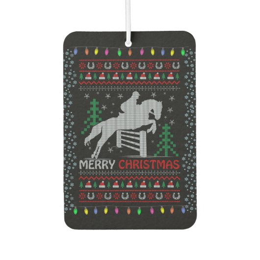 乗馬ジャンプのメリークリスマス カーエアーフレッシュナー (正面)