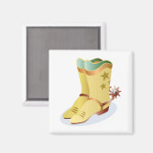 乗馬スパール付き白いカウボーイブーツ マグネット (正面/裏面)