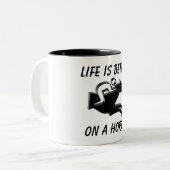 乗馬スポーツ競馬ジョッキーおもしろい ツートーンマグカップ (正面左)