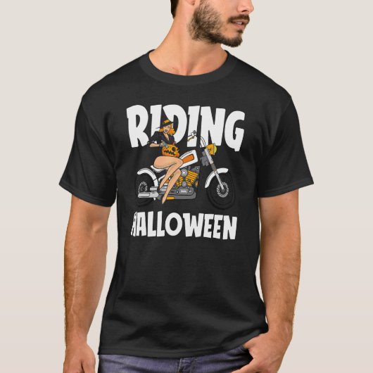 乗馬ハロウィーンのコスメカッコいいントバイウィッチパム Tシャツ (正面)