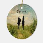 乗馬パーソナライズされたカップルの愛 セラミックオーナメント (左)