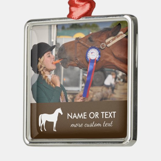 乗馬パーソナライズされた写真馬術 メタルオーナメント (左)