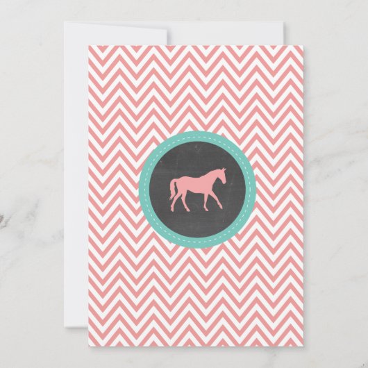 乗馬パーティー招待状シェブロンポニー招待状 招待状 (裏面)