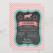 乗馬パーティー招待状シェブロンポニー招待状 招待状 (正面/裏面)