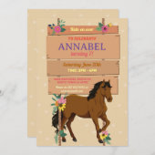 乗馬パーティー招待状ポニーフローラ招待状 招待状 (正面/裏面)