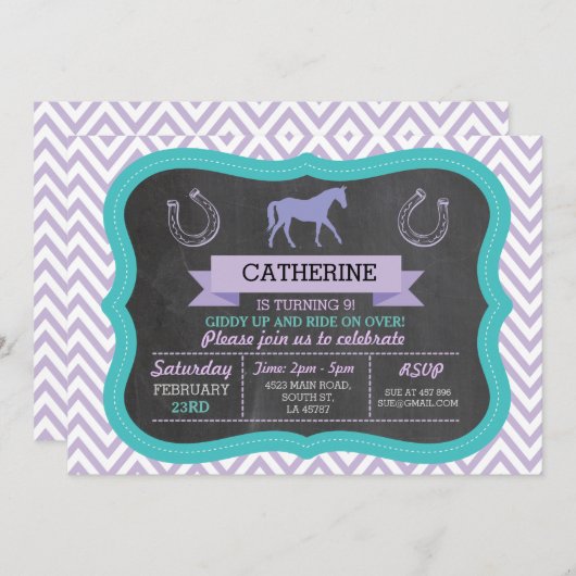 乗馬パーティー招待状ポニー招待状招待状 招待状 (正面/裏面)