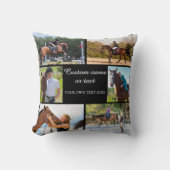 乗馬フォトコラージュ黒動物クッション クッション (正面)