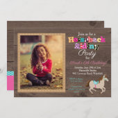 乗馬フォトバースデーパーティーへの招待 招待状 (正面/裏面)