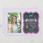 乗馬フォトポニーパープル招待状招待状 招待状 (正面/裏面)