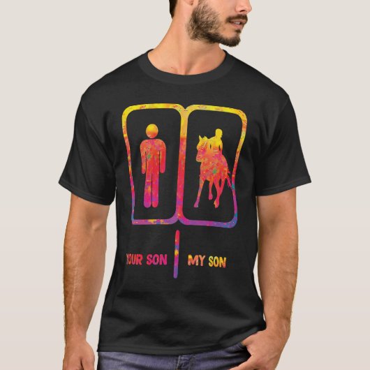 乗馬ママ あなたの息子 私の息子 馬 乗馬パパ Tシャツ (正面)