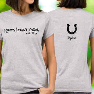 乗馬ママ 手書きスクリプト タイポグラフィ Tシャツ