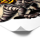 乗馬ミイラ恐竜Tレックスカボチャおもしろいハローウィー ポスター (角)