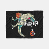 乗馬ミイラ恐竜Tレックスハロウィンおもしろいカボキ フリースブランケット (正面(横))