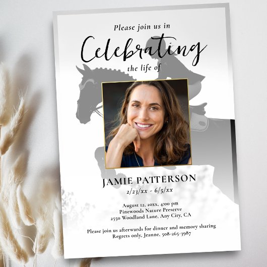 乗馬ライダーの人生の祝い　写真　葬儀 招待状