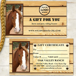 乗馬レッスン写真ギフト証明書 割引カード