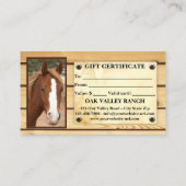 乗馬レッスン写真ギフト証明書 割引カード (裏面)