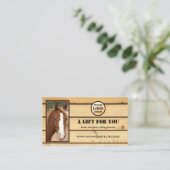 乗馬レッスン写真ギフト証明書 割引カード (スタンド正面)