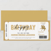 乗馬レッスン ゴールド ギフトチケット 招待状 (正面/裏面)