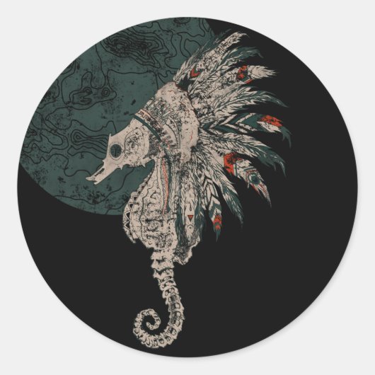 乗馬先住民夜 ラウンドシール (正面)