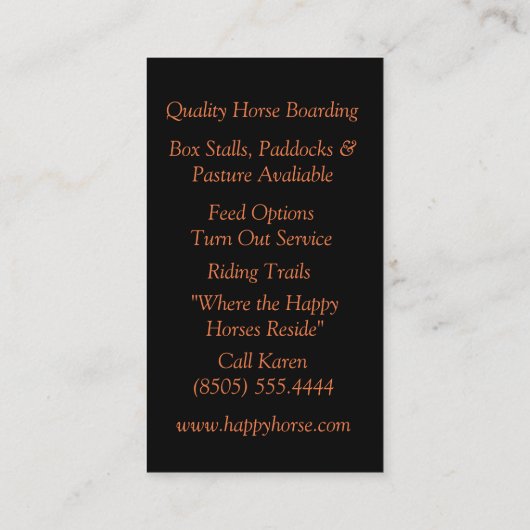 乗馬名刺 名刺 (裏面)