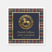 乗馬名門私立校風のロッキング馬青ベビーシャワー スタンダードカクテルナプキン (正面)