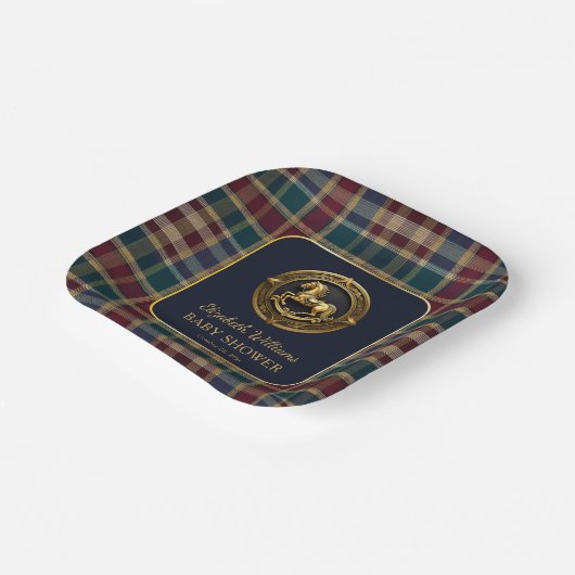 乗馬名門私立校風のロッキング馬青ベビーシャワー ペーパープレート (傾斜あり)