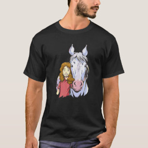 乗馬女子 女性 騎手 馬 プレミアム Tシャツ