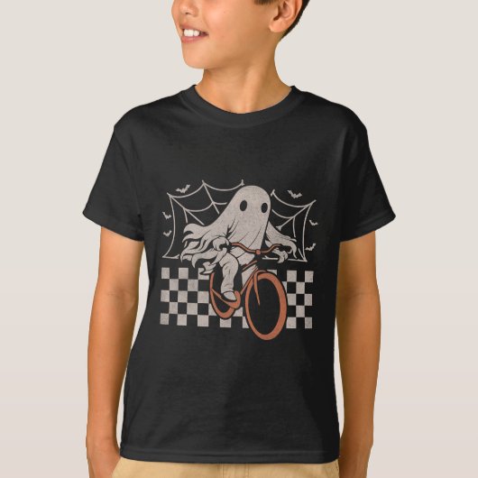 乗馬幽霊自転車ハロウィーン衣装グールバイクもしくは自転車に乗る人 Tシャツ (正面)