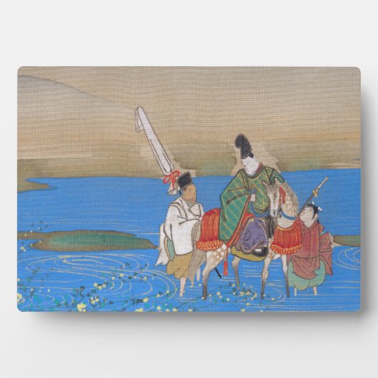 乗馬横断川の男性の廷臣（1839年） フォトプラーク (正面)