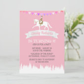 乗馬競馬パーティーピンク誕生日 招待状 (スタンド正面)