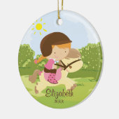 乗馬者の女の子のクリスマスのオーナメント セラミックオーナメント (左)