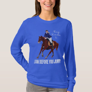 乗馬英国の跳躍の馬およびライダーの女性 Tシャツ
