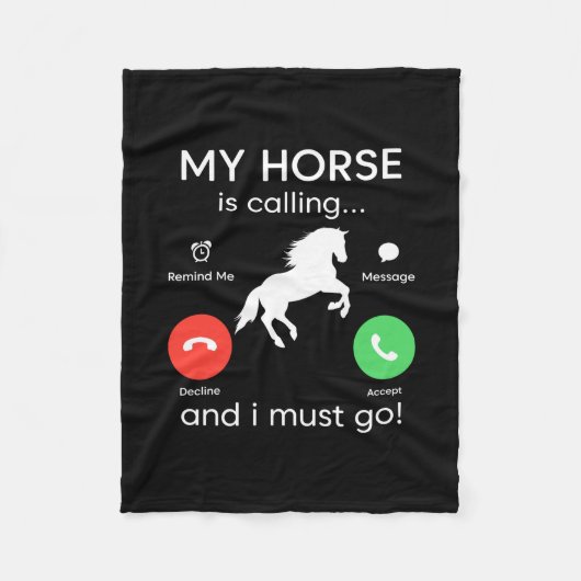 乗馬贈与 |私の馬は電話している フリースブランケット (正面)