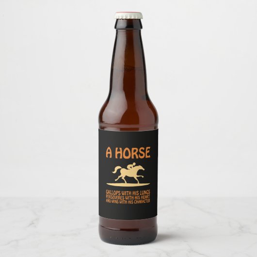 乗馬贈与 馬のギャロップ| ビールラベル (正面)