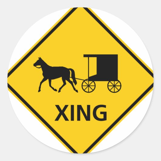 乗馬車横断道路標識 ラウンドシール (正面)
