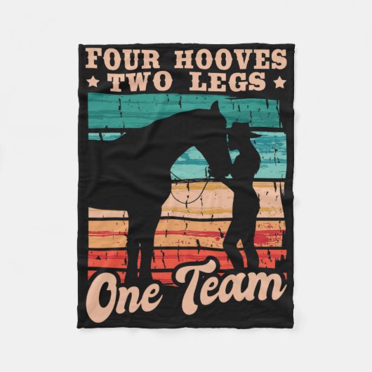 乗馬馬の少女 フリースブランケット (正面)