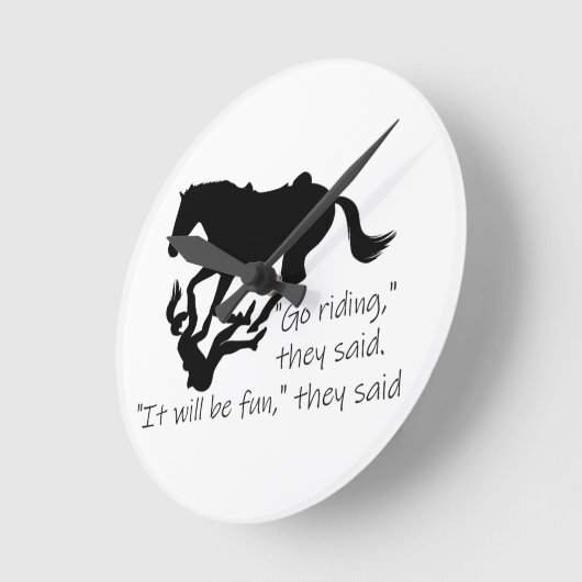 乗馬馬の行こうおもしろいな引用文 ラウンド壁時計 (傾斜)
